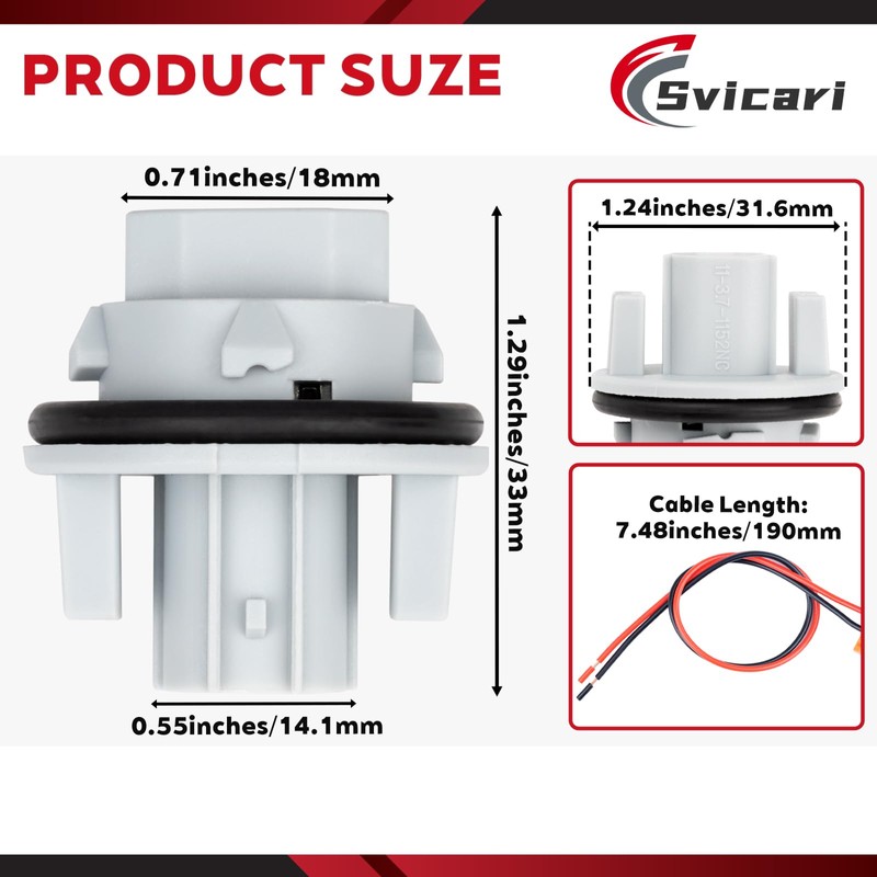 Svicari Rear Tail Light Socket with Wire Harness and Bulb