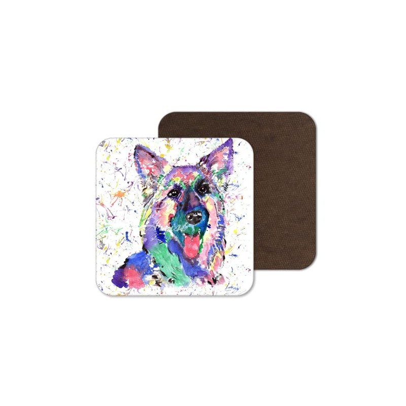Coaster German Shepherd Dog Pet Animals Coasters Watercolour Art Gift