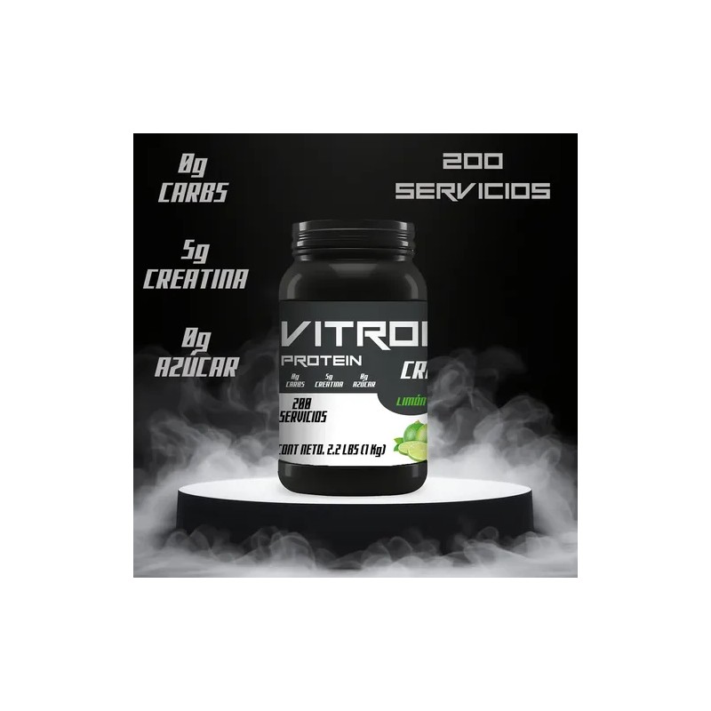 Creatina Monohidratada 1kg Vitron Protein 200servicios Polvo