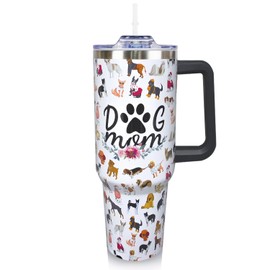 Dog 40 Oz Tumbler with Handle and Straw Dog Cup Water Bottle Drinking Glasses, Dog Gifts for Women Girls Birthday Dog Lovers, Dog Gift Accessories Stuff, Christmas Birthday Gifts for Women Friends