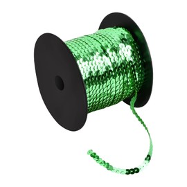 100 Yards Sequin Roll, 6 mm Colourful Sequin Trim, Flat Glitter Trim for DIY Crafts, Sequin Ribbons for Dress Decorating Jewellery Ornament Headband Dance Wear Bracelet (Dark Green)
