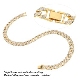 Cuban Necklace, 19.7in Length Diamond Bling Bling Necklaces Gift for Men Women for Decoration for Daily Wear(gold)