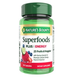 Nature's Bounty Superfoods Plus Energy to Support Cellular Energy, 23 Fruits & Veggies, Cellular Energy Supplement, 30 Capsules