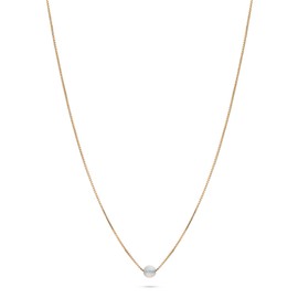 JUKSEREI Birthstone Necklace – Birthstone Chain Gold – All Months January – December with Gemstone – Necklace Made of 925 Sterling Silver 24 K Gold-Plated – Chain: 45.5 cm / Gemstone: Diameter 4 mm,