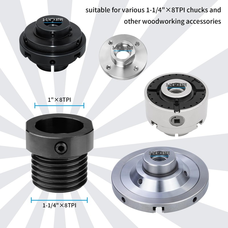 DEEFIINE Woodworking Spindle Adapter Converts 1''X 8TPI to 1-1/4''X 8TPI