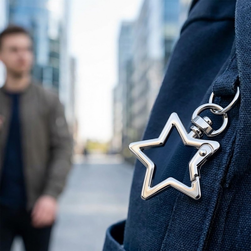 10Pcs Star Carabiner Keychain,Metal Star Carabiner Lobster Claw Clasps