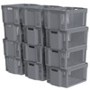 Afromy 12-Pack Large Stacking Basket, Plastic Storage Organizer Bins
