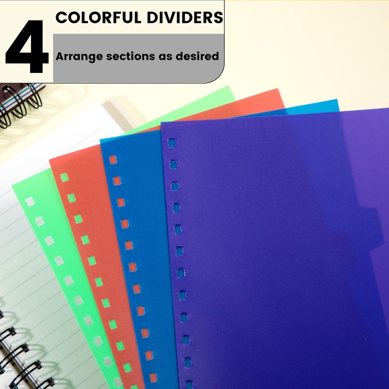 Yoment Small 5 Subject Notebook, A5 Wide Ruled with Dividers,