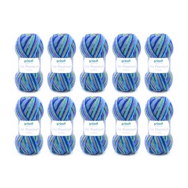 Gründl Lisa Premium Color Knitting and Crochet Yarn with Wool-Like Character 100% Polyacrylic, 50 g / 133 m, Needle Size: 3.5 - 4.5, 10 x 50 g), Mint Dusky Pink/Caribbean Blue Colour