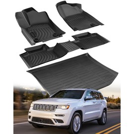 Floor Mats for Jeep Grand Cherokee: 2011-2021 (Not for L) Cargo Trunk Liner, Car Accessories All Weather Rubber Custom Fit for Grand Cherokee 2021 2020 2019 2018 2017 2016-2011 SUV 5-Seat Models Black