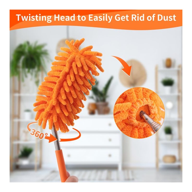 TIMIVO Microfiber Duster for Cleaning, Dusters with Telescoping Extension Pole,