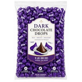 Foil Wrapped Dark Chocolate Candy Pieces Bulk Bag - 5 lb (Approx. 500 pieces)