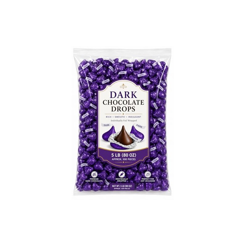Foil Wrapped Dark Chocolate Candy Pieces Bulk Bag - 5