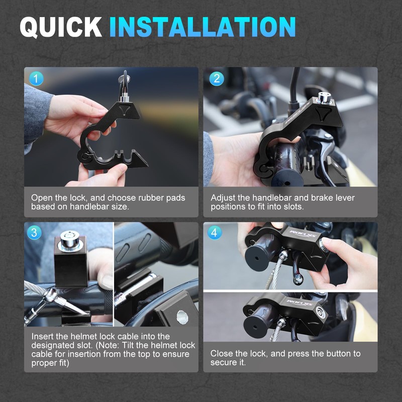 SKYJDM Motorcycle Lock Combo - Helmet and Brake Anti-Theft Grip