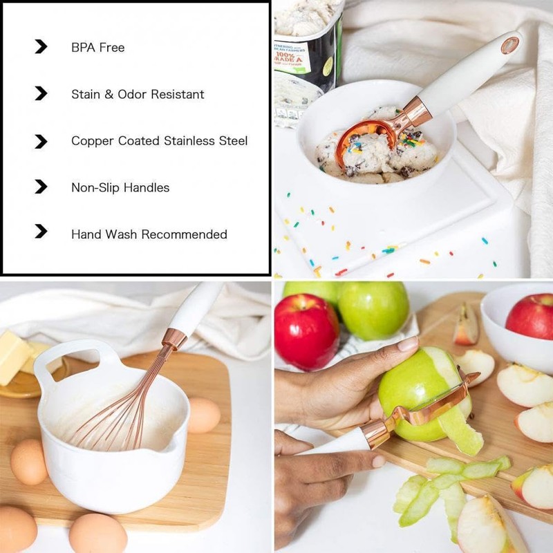 White & Gold Kitchen Tools and Gadgets - Luxe 7PC
