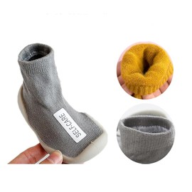 Non-Slip Baby Sock Shoes Toddlers First Walking Traniners Snealkers Shoes with Non-Skid Soft Sole Indoor Floor Slipper for Newborn Infants (Grey, Toddler, 0 Months, Age Range, US Footwear Size System, 6 Months, Wide)