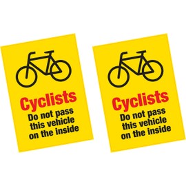 2 x Cyclists Do Not Pass on The Inside Vinyl Sticker HGV Lorry Van Warning