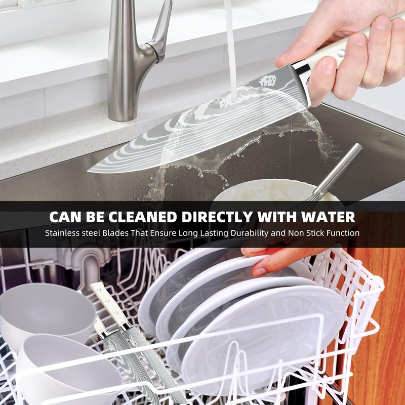 MDHAND Professional Chef Knife Set with Roll Bag, 9PCS Japanese