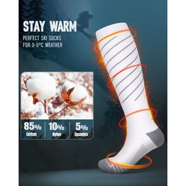 RIOROO Ski Socks for Men Women, 2/3 Pairs Warm Snowboard Socks Compression Winter Socks Durable Over The Calf Socks