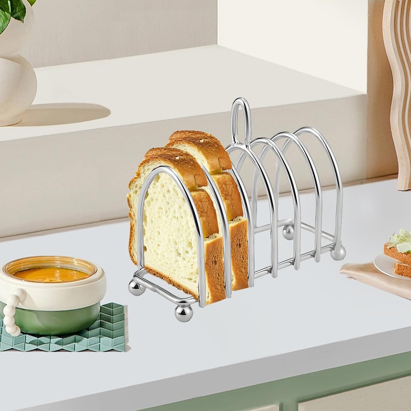 Toast Rack Stand Holder, 6 Slice Stainless Steel Toast Rack