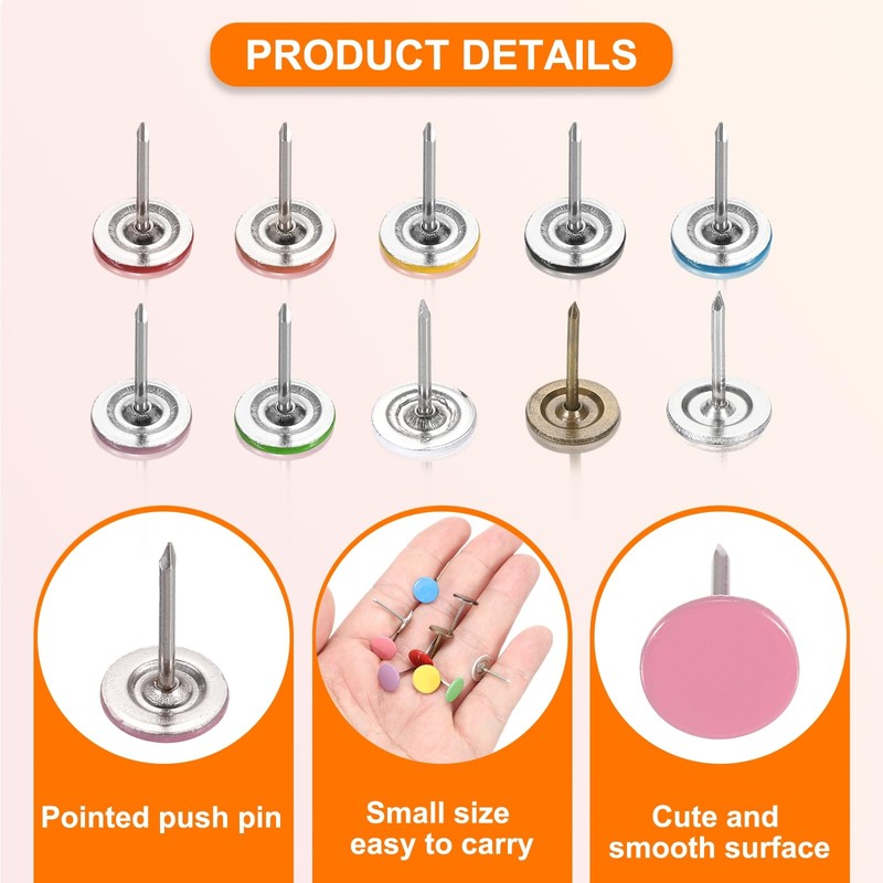 PATIKIL 0,43 Zoll Push Pins, 200er Pack Flache Runde Kopf