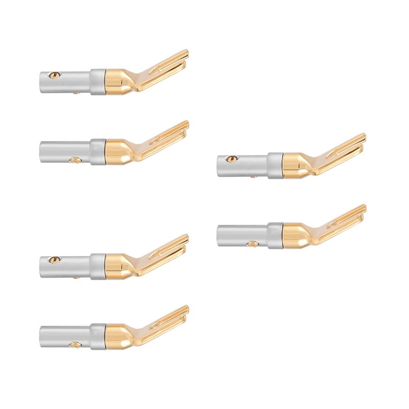 6 Pcs Gold Plated 4mm Banana U Fork Y Spade