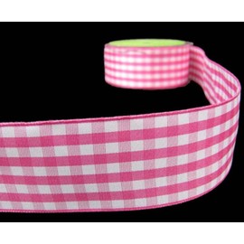 1 Pcs 1 1/2"W Gingham Plaid Ribbon Pink White 5 Yards, Ribbon for Gift Wrapping | #AA120RK