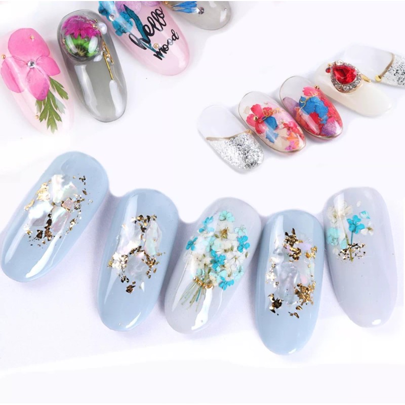 Nail Naturaleza Muerta Flores Para Decoracion De Uñas 12 Frascos