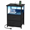 Fixwal Night Stand with Charging Station, LED Nightstand with U-S-B