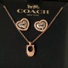 COACH 3-PC SET C Logo Rose Gold Necklace & Heart