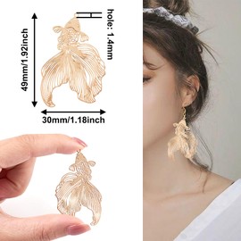 Beadthoven 10pcs Light Gold Brass Filigree Goldfish Charm Pendants Etched Metal Embellishments Hollow Connector Charms for DIY Earrings Necklace Jewelry Making Accessories