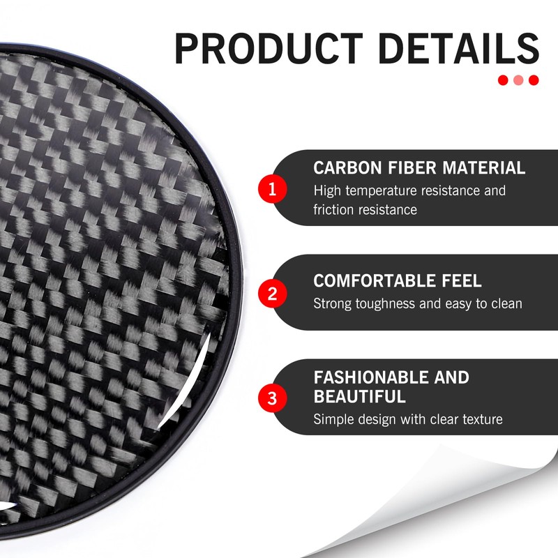 Anyhut Car Cup Holder Coaster, 2 PCS Carbon Fiber Non-Slip