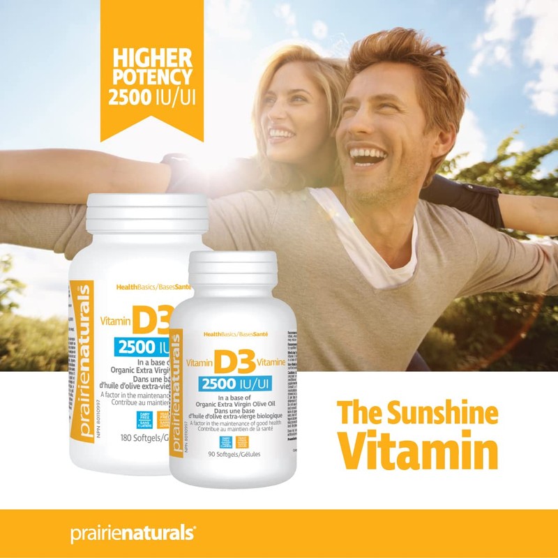 Prairie Naturals Vitamin d3 cholecalciferol 2,500iu softgel, 180 Count