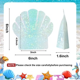Sariiraw 50 Pcs Bachelorette Hangover Kit Bags Resealable Seashell Pouch for Beach Party Favors, Travel Toiletries Iridescent Stand Up PVC Gift Bags, 6"x6"