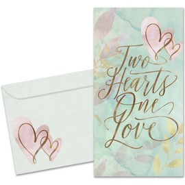 Tree-Free Greetings - Wedding Money Holder Card - Artful Designs - 1 Money Holder Greeting Card + Matching Envelope - Made in USA - 100% Recycled Paper - 3.7 x 7 - Two Hearts (ZO70246)