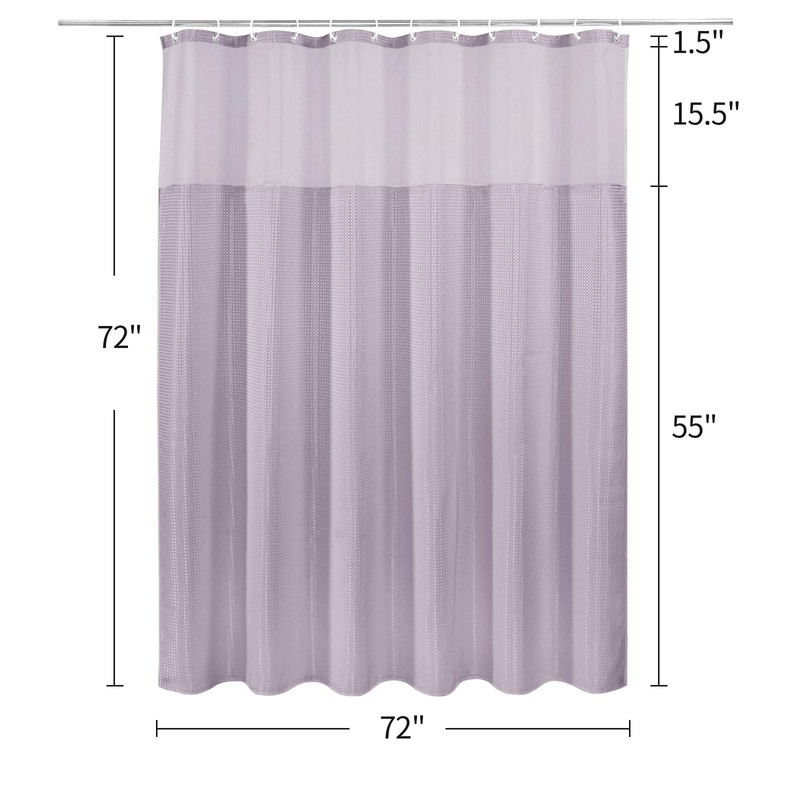 MitoVilla Purple Waffle Shower Curtain with Snap-in Liner, Modern Waffle