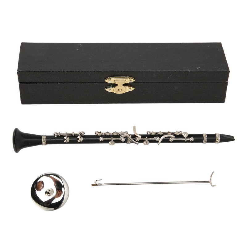 Miniature Clarinet Replica with Stand and Case Musical Instrument Model
