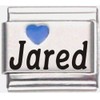 Jared Dark Blue Heart Laser Name Italian Charm Link