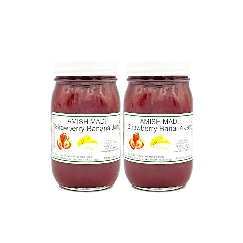 Amish Strawberry/Banana Jam - Two 16 Oz Jars