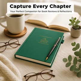 JXSELECT Elegant Reading Journal - 60 Book Reviews Logbook with Pen Holder & Back Pocket - Track Your Reading Progress - Ideal Gift for Book Lovers & Avid Readers (Earth Green)