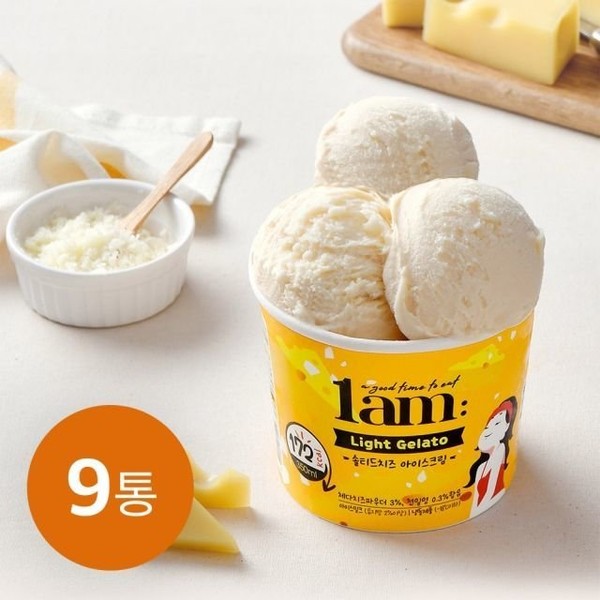 [One AM:] Light Gelato Ice Cream Salted Cheese 350ml x 9 / [원에이엠:] 라이트 젤라또 아이스크림 솔티드치즈 350ml x 9개