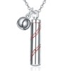 PRAYMOS Baseball Urn Necklace for Ashes 925 Sterling Silver Cremation