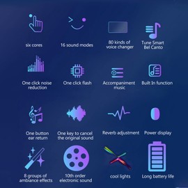 I9 Voice Changer Set, Mini Live Broadcast Voice Disguiser, Portable Sound Board Voice Changer, 8 Different Sounds/Sound Effects, for iOS, for Android (English Version)