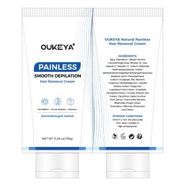OUKEYA Hair Removal Cream For Women & Men w/Natural Extracts, Sensitive Skin Face & Body Hair Depilatories, Dermatologically Tested Painless Hair Removal Gel w/Applicator Tool