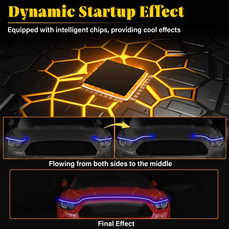 DIBMS 71-inch High-Brightness Car Hood Gap LED Light Strip -