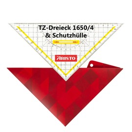Aristo AR18054B TZ Triangle AR1650/4 with Geocover Protective Case (Hypotenuse 25 cm, Removable Handle, Ink Knobs, Geocover with Holes and Magnetic Closure) Basic