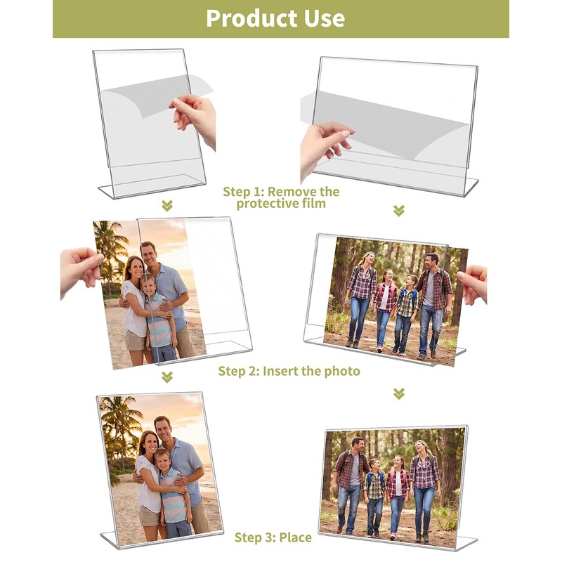 Waaqkid 12 Pack 4x6 / 6x4 Clear Acrylic Photo Frames,