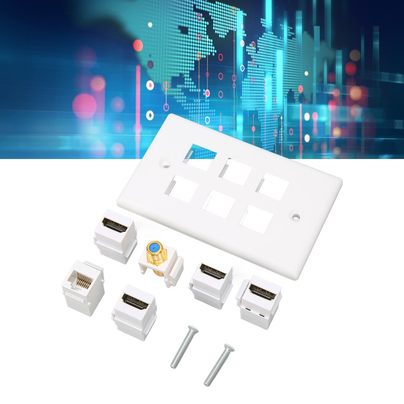 Wall Plate 6 Ports HD Multimedia Interface CAT6 TV F