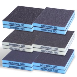 12pcs Sanding Sponge Kit 60, 80, 120, 180, 220, 320 grit, Soft Sanding Blocks Washable and Reusable, Double-Sided Sponge Sanding Blocks Wet Dry Sandpaper Pad for Wood Metal Furniture Paint