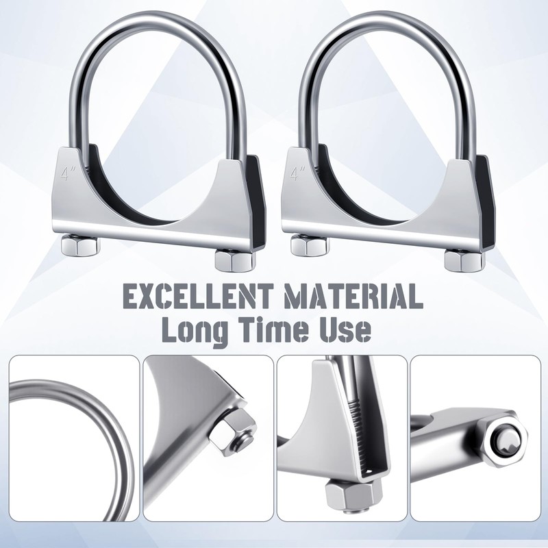 Datanly 4" Exhaust Clamp Heavy Duty U-bolt Exhaust Clamp -
